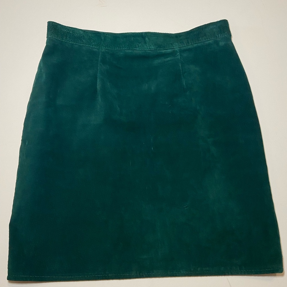 Vintage Caviar Women’s Forest Green Leather Skirt size 13 Christmas Autumn